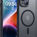 TOCOL Magnetic for iPhone 14 Case, Compatible with Magsafe, Upgraded Full Camera Protection, Drop Protection, Translucent Matte Back Bumper Phone Cover 6.1-Inch (Black)