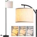 addlon Floor Lamp for Living Room with 3 Color Temperatures, Standing lamp with Linen lampshade for Bedroom, Office, Lamps with 9W LED Bulb Included - Black with Beige Lampshade