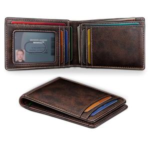 BULLIANT Men Wallet,Slim Leather Wallet Money Clip Magnetic Closure Simplifed Bill Folder 10Cards RFID Blocking 4.3"×3"