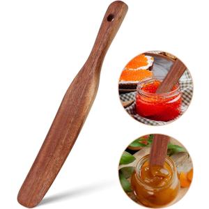 3 x Wooden Skinny Spurtle, 11 Bread Mixing Stirring Stick Spatula for Sourdough Starter, Wood Dough Whisk Flat Kitchen Spreading Cooking Tool Scraper Jar Spatula for Starter Baking Sour dough Gift