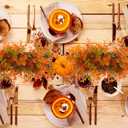 Lyrow 2 Pack Artificial Eucalyptus Plant in Rectangular Rustic Wooden Planter Box Faux Potted Herb Plant Table Centerpiece for Kitchen Windowsill Shelf Decor (Fall,16.1 x 3.7 x 8.7 '')