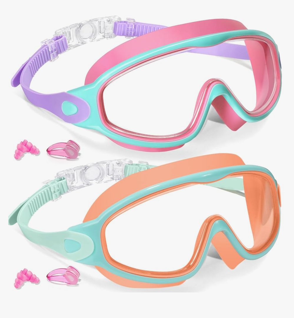 Keary 2 Pack Kids Swim Goggles for 3-15 UV Protection Anti-Fog Pool Water Swimming Goggles For Boys Girls Youth Toddler