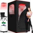Infrared Home Steam Sauna Box, Portable Personal Full Body Sauna Spa Tent at Home for Relaxation with 660nm Red Light Therapy Lamp, 3L Steamer, Folding Chair, 15 Levels