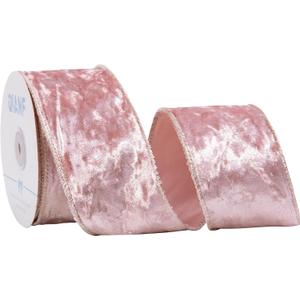 Pink Velvet Wired Edge Ribbon, 2.5 Inch x 10 Yards Crushed Velvet Christmas Ribbon for Christmas Tree Decoration Gift Wrapping Garland Wreaths Bows Making