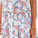 BTFBM Women Spring Dresses 2026 Short Sleeve V Neck Tiered Ruffle Boho Swing Dress A-Line Floral Mini Dresses (XL)