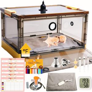 Incubator for Puppies, Kitten Incubator, Puppy Incubator with Pad, Whelping Collars, Puppy Feeding Tube, 6 Charts for Pet's Information Recording