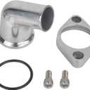 15 Swivel Water Neck Aluminum Polished Thermostat Housing Compatible with SBC BBC Chevy 265 283 305 307 327 350 383 400 396 402 427 454 472 502 348 409 ENGINES (15 Degrees Style1, Silver)