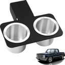 Truck Cup Holder Compatible with 1973-1987/1991 Chevy & GMC C/K Series - Detachable Aluminum Drink Holder Fit for C/K 10/20/30 Pickups - Black Stainless Steel Center Console Beverage Holder