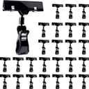 Mlici Sign Clips for Display, 26 Pack Plastic Sign Holder Clips for Retail, Double Sided Swivel Price Label Holder Clips, Rotatable Merchandising Pop Clips for Home Office Retail Store Display, Black