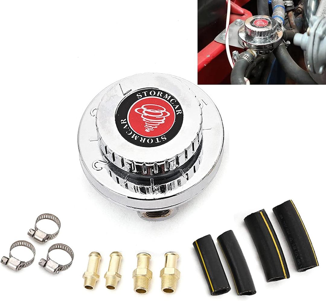Fuel Pressure Regulator Kit Carburetor Carb Fuel Pump FPR, Adjustable Gunmetal Fuel Pressure Regulator Universal for Carburetor Engine (silver)