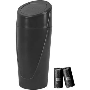 Zpana Car Trash Can with Lid, Leakproof Multifunctional Vehicle Cup Holder Garbage Bin Oraganizer Box with 30PCS Trash Bags, Mini Cute Auto Trash Storage Container, Universal Fit (Black)