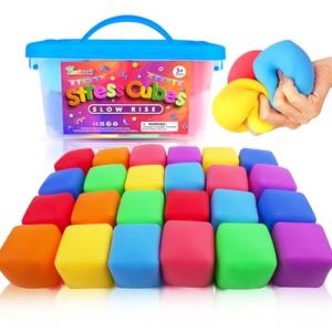 24 Pack Slow Rising Stress Cube, Large Size Dough Stress Balls Fidget Toys for Anxiety Relief, Pull Stretch Fidgets for Classroom Prize Box Toys, Classroom Reward for Student