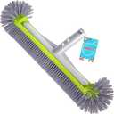 Professional Swimming Pool Brush Head with Round Ends, 17.5" Heavy Duty Aluminum Back for Cleaning Pool Walls, 7 Rows Premium Nylon Bristles with EZ Clips (Green Grey)