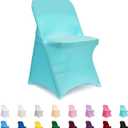 ManMengJi Spandex Chair Covers, 12 PCS Folding Chair Covers, Universal Fitted Chair Slipcovers for Wedding, Party, Banquet, Holidays, Celebration (Light Blue)