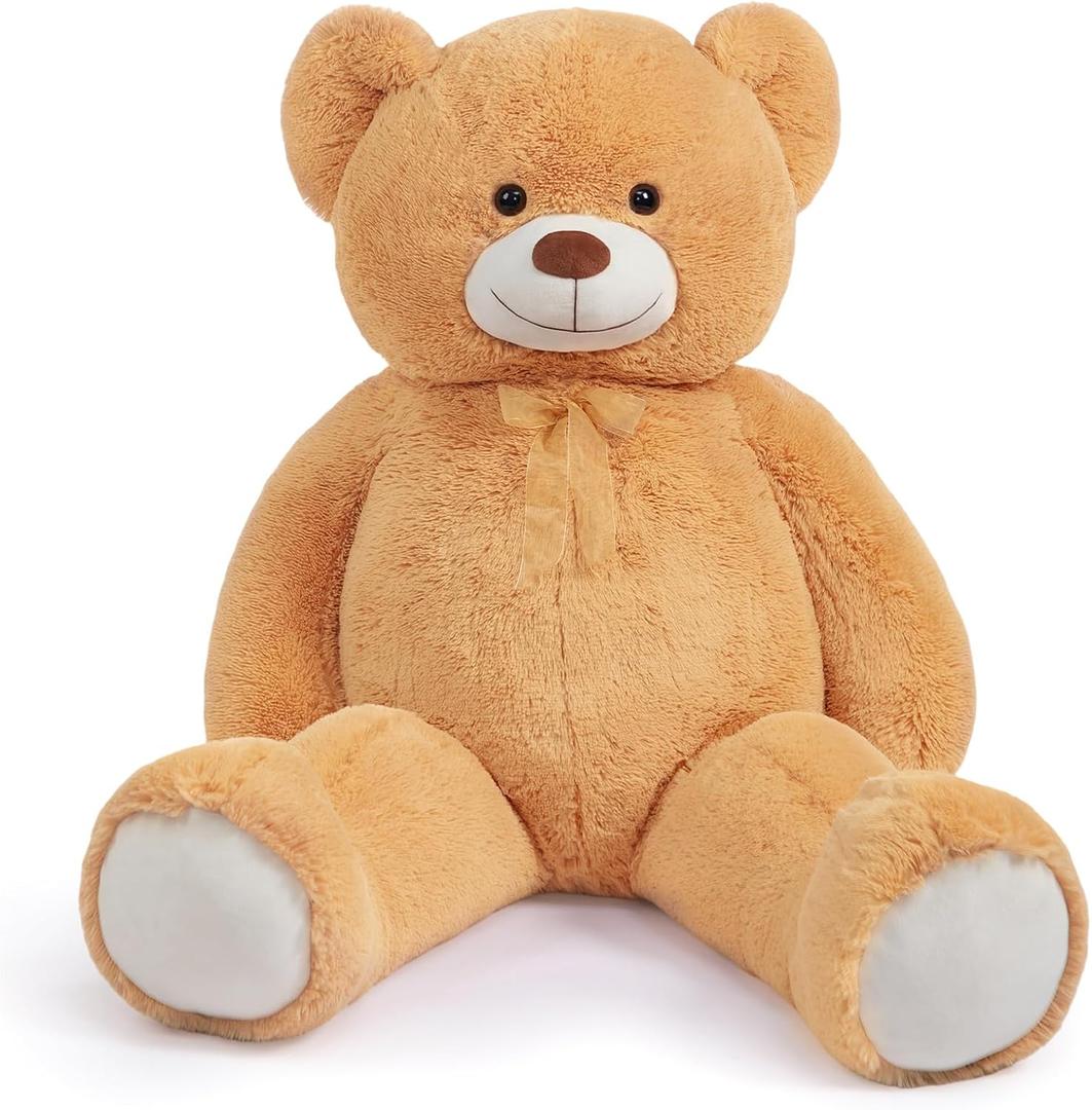 HollyHOME Giant Teddy Bear 4Ft Big Teddy Bear Stuffed Animal Birthday Valentines Day Plush Toy for Kids and Girlfriend 48 inch Tan