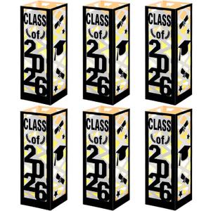 Tellingyou 6 Pcs Graduation Table Centerpieces Boxes Class of 2026 Graduation Lantern with LED Light Congrats Grad School College Photo Props for Party Table Decor(7.87 * 2.8inch,Black)