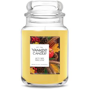 Yankee Candle Autumn Wreath, Thanksgiving Scented Candle, 22oz Large Jar with up to 150 Hour Burn Time, Giftable