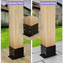 2 PCS Metal 66 Post Base, Inner Size 5.6"x5.6" Heavy Duty Post Bracket with Anti-Corrosive Partition, Powder-Coated Post Anchor for Pavilion Deck Railing Support Deck Base Plate