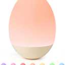 Egg Night Light for Nursery: Baby Night Lights Tap Lamp Step less Dimming with Warm White and 7 RGB Colors Rechargeable Portable for Infant and Kids Bedroom Breastfeeding Sleep Aid