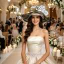 SAFERIN Women's Organza Church Kentucky Derby Fascinator Bridal Tea Party Wedding Hat (Black)