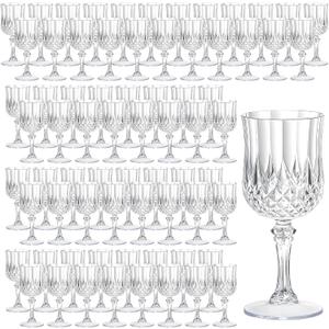 7OZ Plastic Wine Glasses, Reusable Vintage Goblets Unbreakable Drinking Glasses Crystal Water Cups Champagne for Wedding, Parties (100, Clear) 