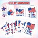 4 x 9 Sheets 4th of July Window Clings, Patriotic Independence Day Window Stickers Watercolor American Flag Stars Firework Reusable PVC Stickers for Glass Mirror Decoration Supplies