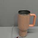 Grenada 40oz Rhinestone-Encrusted Insulated Tumbler - Premium Bling Stainless Steel Water Bottle with Handle, Double Wall Vacuum Technology, Includes Leakproof Lid and Straw (Peach Fuzz)
