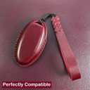 Leather Car Key Fob Cover for Nissan with Keychain, Premium Leather Full Protection Key Case for Rogue Altima Sentra Maxima Armada Pathfinder Murano fit 5 Buttons Smart Remote Key(Red)