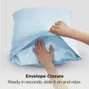 Bedsure Satin Pillowcases, Similar to Silk Pillow Cases Queen Size Set of 2, Pillow Case for Sleeping Women with Envelope Closure, Gifts for Women Men, Aqua, 20x30 Inches, 2pcs