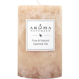 Aroma Naturals Ginger and Clove Essential Oil Beige Scented Pillar Candle, Earth, 2.5 inch x 4 inch