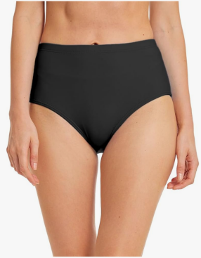 Micosuza Women's Swim Bottom High Waist Retro Basic Full Coverage Bikini Tankini Swimsuit Briefs, Size -Large,Black