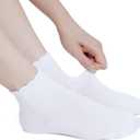 6 Pack Girls White Ruffle Dress Socks Cotton Ruffle Frilly Crew School Uniform Socks (White)