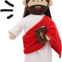 Yelakey Jesus Plush Speaks 20 of Bible Verses and 3 of Bible Music Jesus Stuffed Doll to Teach Suitable for Church Sunday School Religious Easter (RED)