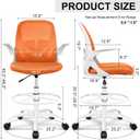 Primy Drafting Chair Tall Office Chair with Flip-up Armrests Executive Ergonomic Computer Standing Desk Chair with Lumbar Support and Adjustable Footrest Ring (Sunset Orange), 934-Z
