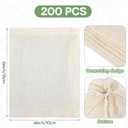 Dimeho 200 Pack Muslin Bags Cotton Drawstring Bags 6 x 4 Inches Canvas Linen Bag Reusable Sachet Bag Multipurpose Empty Gift Pouch for Tea Jewelry Wedding Party Home Supplies Favors Storage