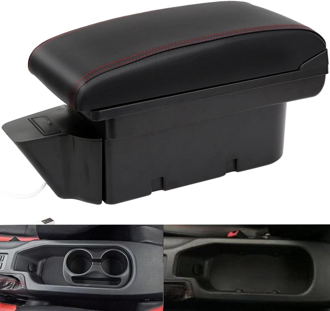 Consoles Armrest For TOYOTA 86 GT86 / Subaru Brz Center Dual Storage Box for Scion FR-S 2012-2020 (Red Stitches)