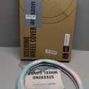 PIC AUTO Steering Wheel Cover, Pink Patterned & Green Leather Patchwork Design, Universal Fit 14.5"15.5", Anti-Slip, Odor-Free, Soft PU Grain Leather, Durable Grip Car Accessory for Girls & Women