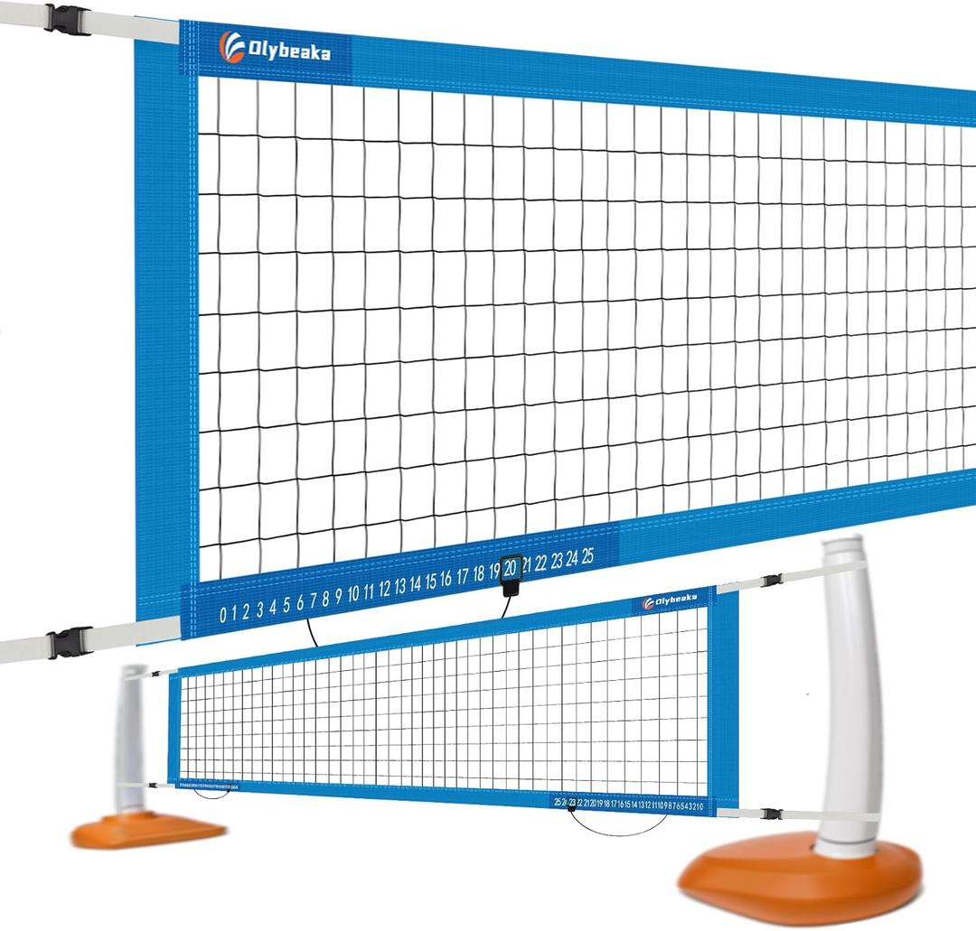 Reinforced Anti-UV Replacement Pool Volleyball Net with Scoring Clamps, 15-29 ft Adjustable Length - Easy Set Up and Long Lasting (Sky Blue)
