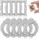 PRETYZOOM 12pcs Mini Frames Old DIY Miniature Hotel Home Rustic Poster Textured Oval Ornament Jewelry Props Vintage for Embossed Shop Small Hanging Wall Silver Frame Party Ornate Antique