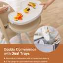 Mallify Foldable High Chair, Space-Saving Portable Baby High Chair with Removable Double Tray, Modern Convertible Baby Feeding Chair, Lightweight, Easy to Clean, Beige