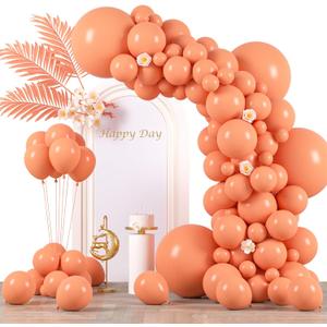 Voircoloria 130pcs Peach Balloons Different Sizes 18" 12" 10" 5" Pastel Orange Latex Balloon Garland Arch Kit for Birthday Baby Shower Graduation Wedding Gender Reveal Anniversary Party Decorations