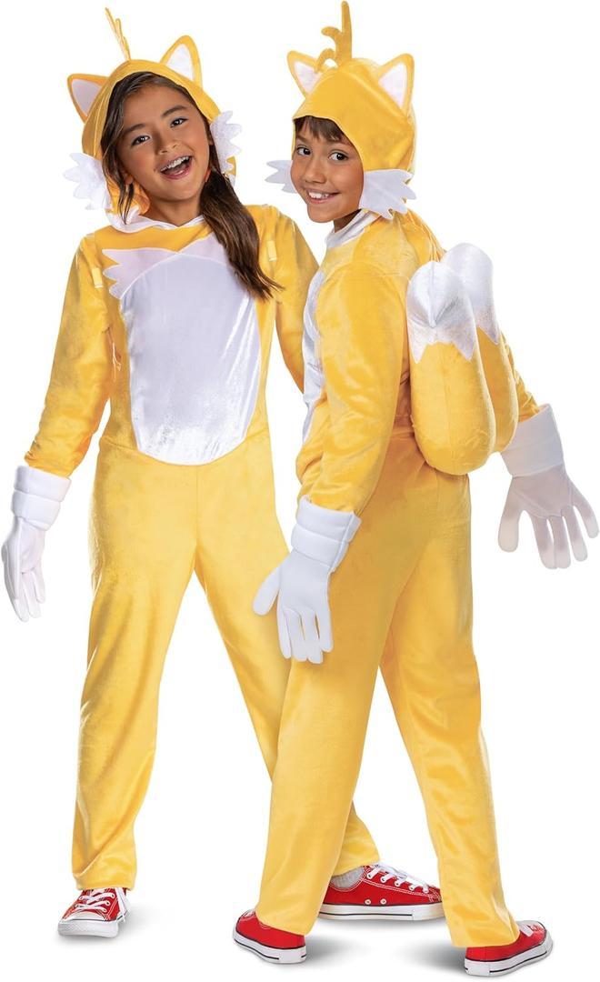 Disguise Child Sonic Tails Deluxe Costume for Kids, Official Sonic Movie 3 Costume With Inflatable Tail (M (7-8))