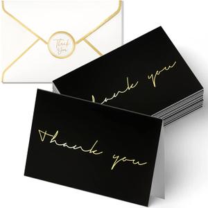 40 Thank You Cards, Black and Gold Foil Thank You Cards Bulk, All Occasions Thank You Note Card with Envelopes & Stickers, Wrapped with Sturdy Box, Great for Wedding, Baby Shower, Bridal Shower, Etc -