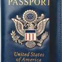 Coowayze Passport Holder Wallet for Travel Men Women RFID US Passport Cover Case, Waterproof Leather Passport Book Protector with Vaccine Card Slot Travel Document Organizer (Blue)