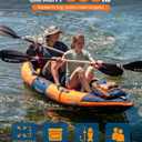 Inflatable Sit-on-Top Tandem Kayak, Wide Stable 12'2"*36"*13", 600 lb Capacity, Touring Fishing Performance, Adjustable Seat Footrest, for Lake Coastal Exploration, Family, Beginners, Anglers