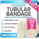 JJ CARE Tubular Bandage, 4” x 12 Yards Stockinette Tubing for Legs and Knees, Tubi Grip Size F Reusable Elastic Bandage Sleeve, Compression Tubes for Knees and Thigh, Rubber Latex w/Cotton