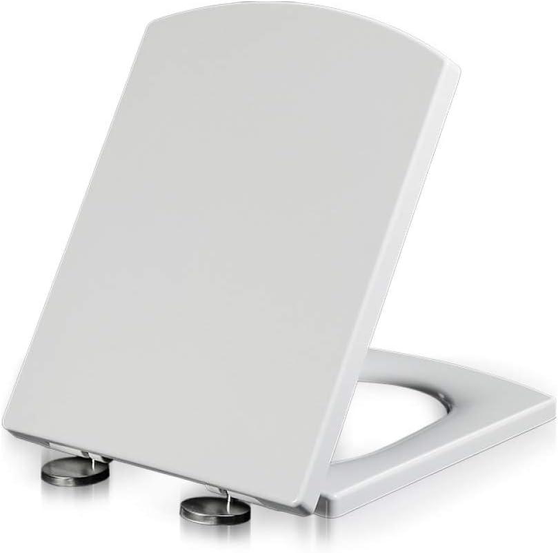 XQHDWEC Toilet Seats Soft Close White, Loo Lid Quick Release Heavy Duty Easy to Clean Bathroom Lid,Square