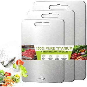 100% Pure Titanium Cutting Board Set in S/M/L Sizes, Food Grade