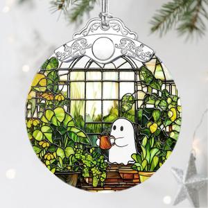 2 x Halloween Ghost Ornament, Stained Glass Christmas Decorations, Christmas Ornaments for Tree, Holiday Ornament, Plant Lovers Gifts, Holiday Party Gifts, Gift Ideas & Xmas Gift
