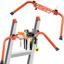 Adjustable Ladder Stabilizer with Tool Tray & Hook - Heavy Duty Roof Gutter Guard, Universal Ladder Stabilizer for Gutters/Windows, Safe Stabilizer for All Ladder Types (Bright Orange)